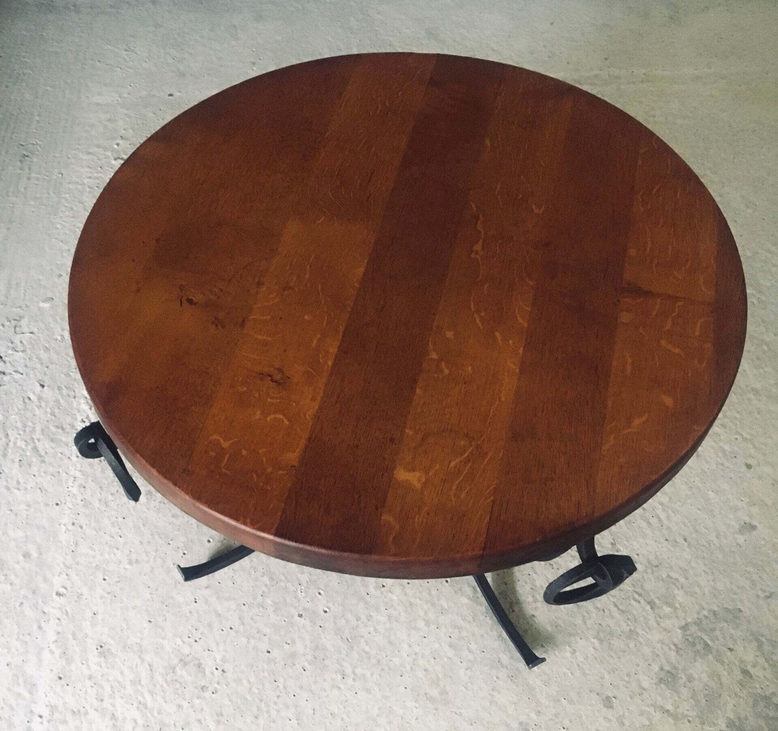 photo buy Rustic Design Oak & Wrought Iron Coffee Table, Belgium 1950's