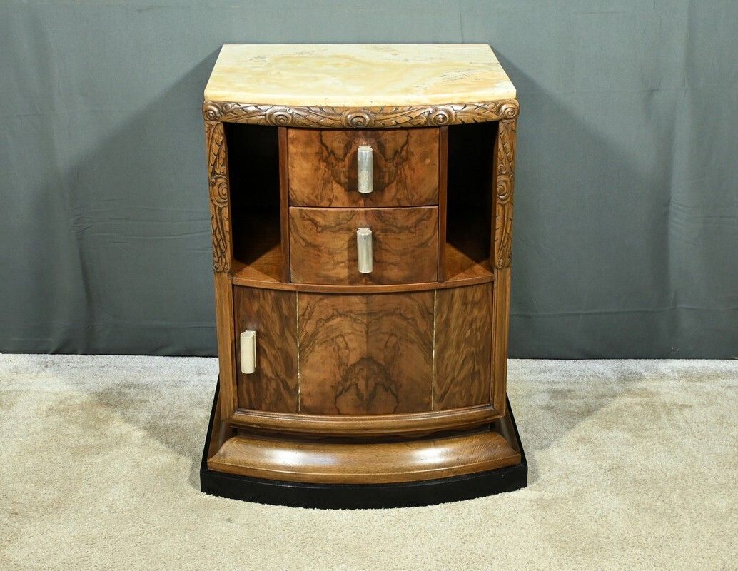 Walnut Burl Bedside Table, Art Deco – 1930
