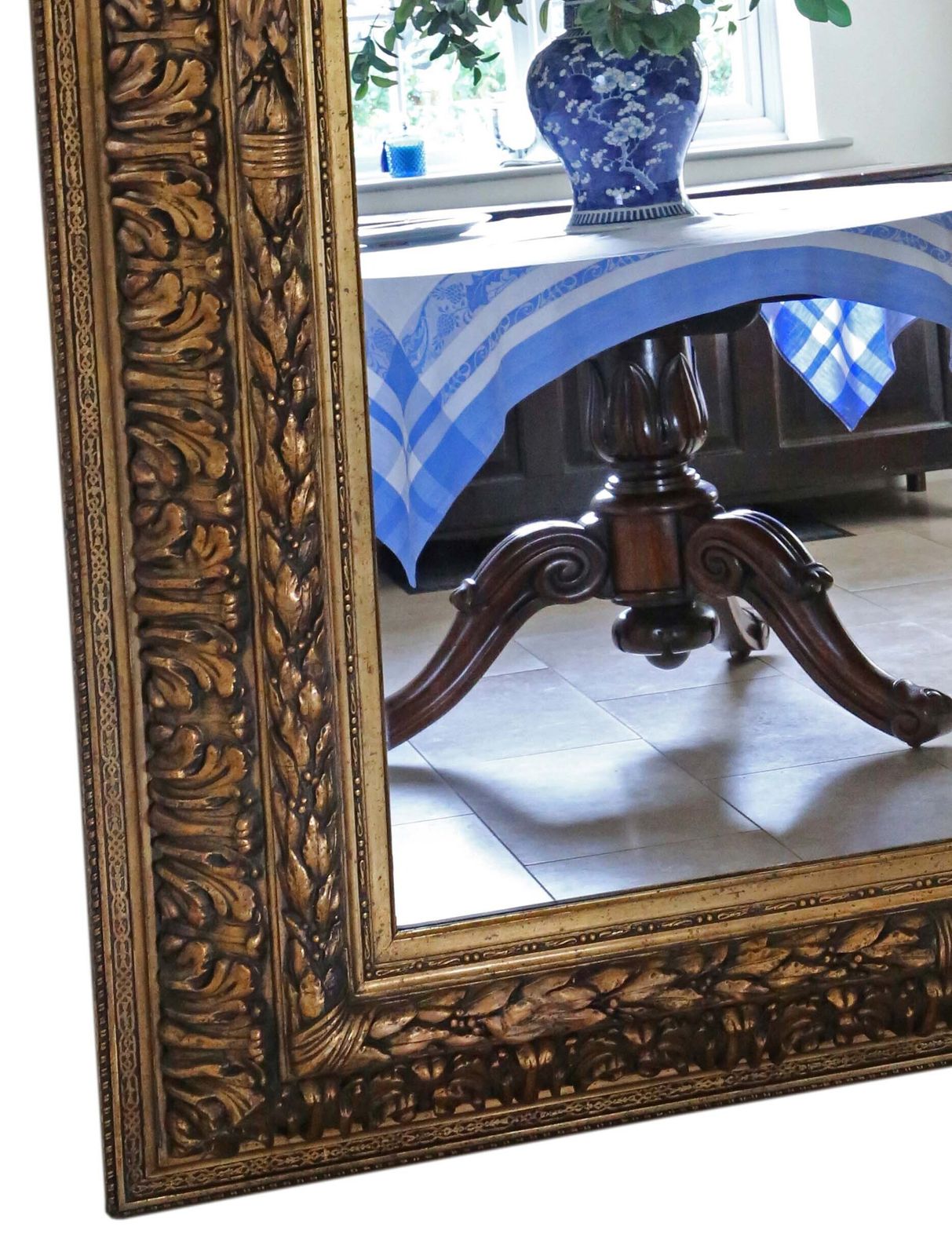 Antique 19th Century Very Large Gilt Overmantle Floor Or Wall Mirror – Fine Quality photo Home Decor
