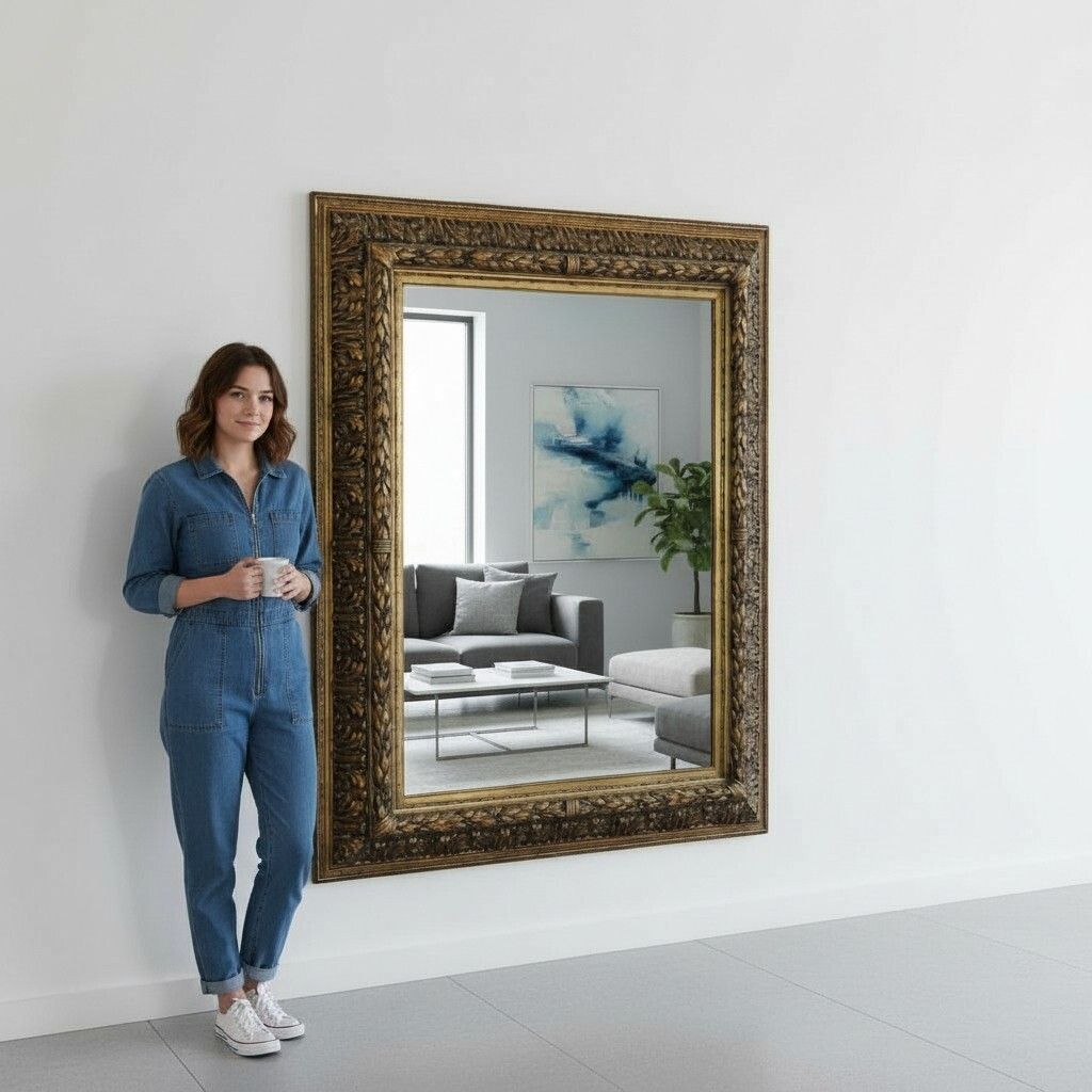 photo furniture Antique 19th Century Very Large Gilt Overmantle Floor Or Wall Mirror – Fine Quality