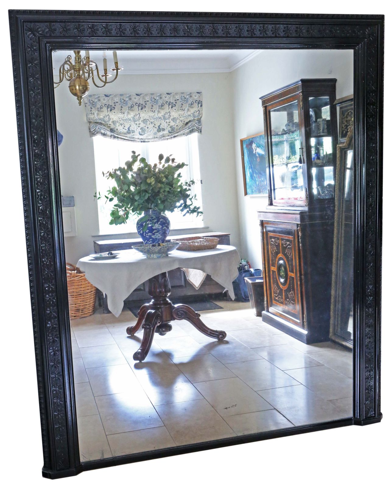 Antique Late 19th Century Very Large Floor Or Overmantle Wall Mirror – Fine Quality