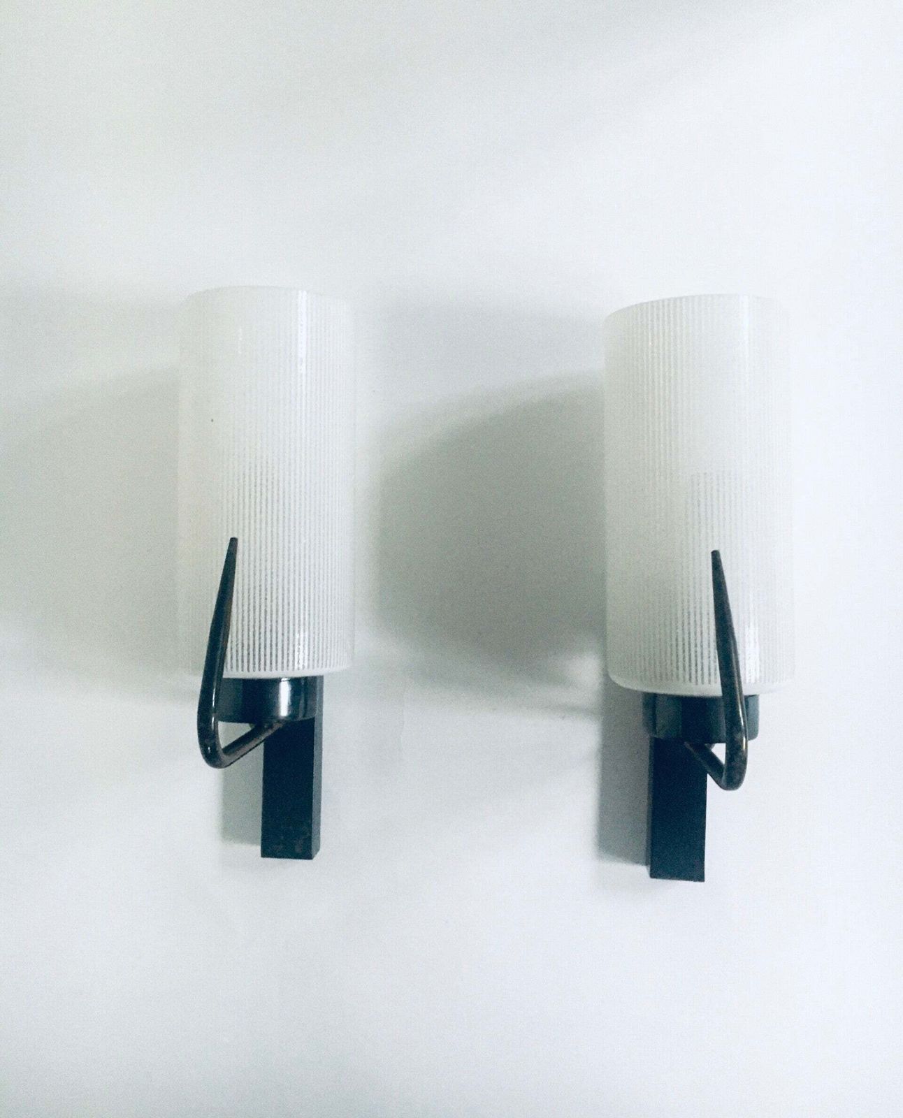 Mid Century Design Wandlamp Set Van Messing En Glas, Frankrijk Ca. Jaren 1950 photo Verlichting