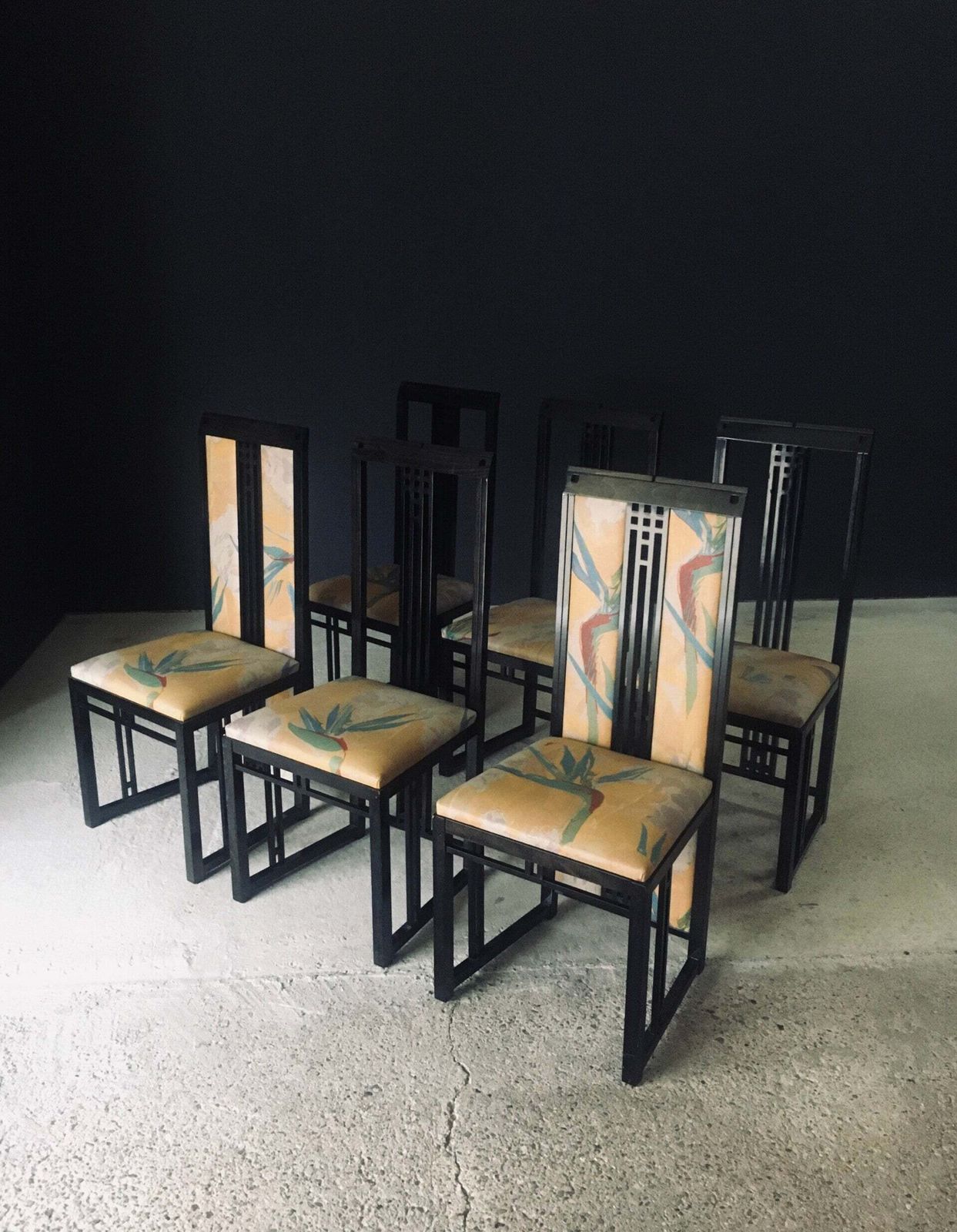 Postmodern Design 'Galaxy' Dining Chair Set By Umberto Asnago For Giorgetti, Italy 1980's photo furniture