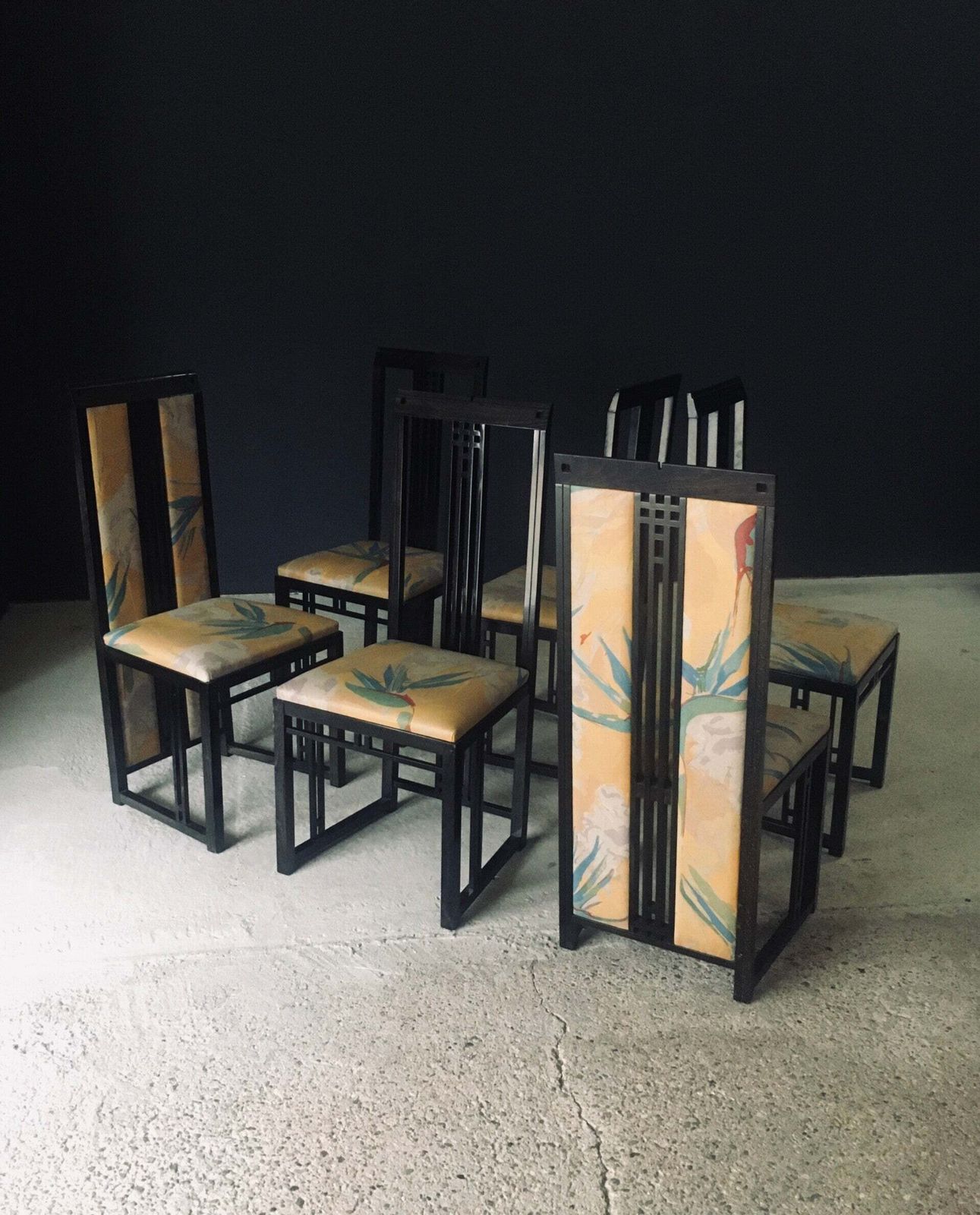 Postmodern Design 'Galaxy' Dining Chair Set By Umberto Asnago For Giorgetti, Italy 1980's photo buy