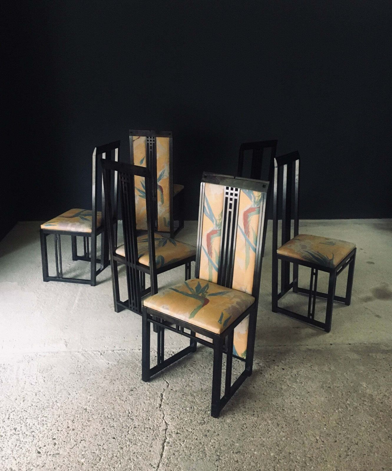 Postmodern Design 'Galaxy' Dining Chair Set By Umberto Asnago For Giorgetti, Italy 1980's photo vintage