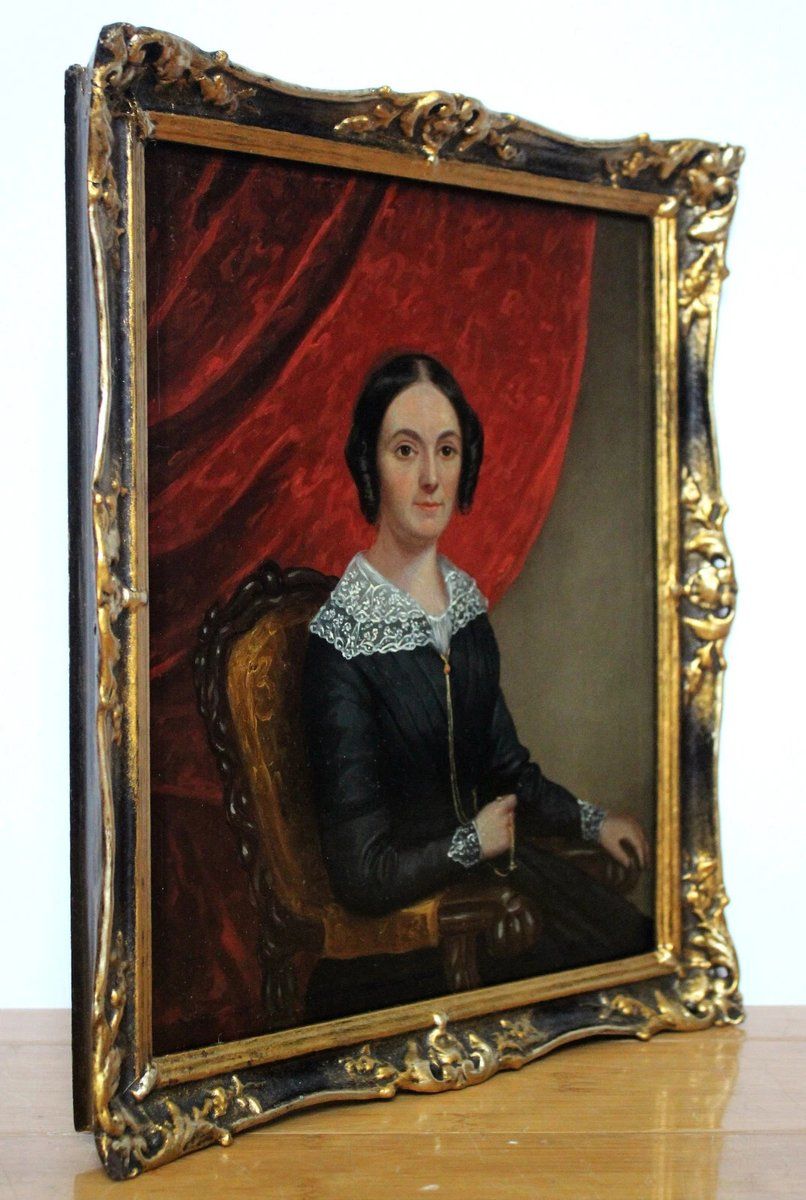 photo furniture Biedermeier Artist, Portrait Of A Young Lady Seated, Oil On Canvas, 1840, Framed