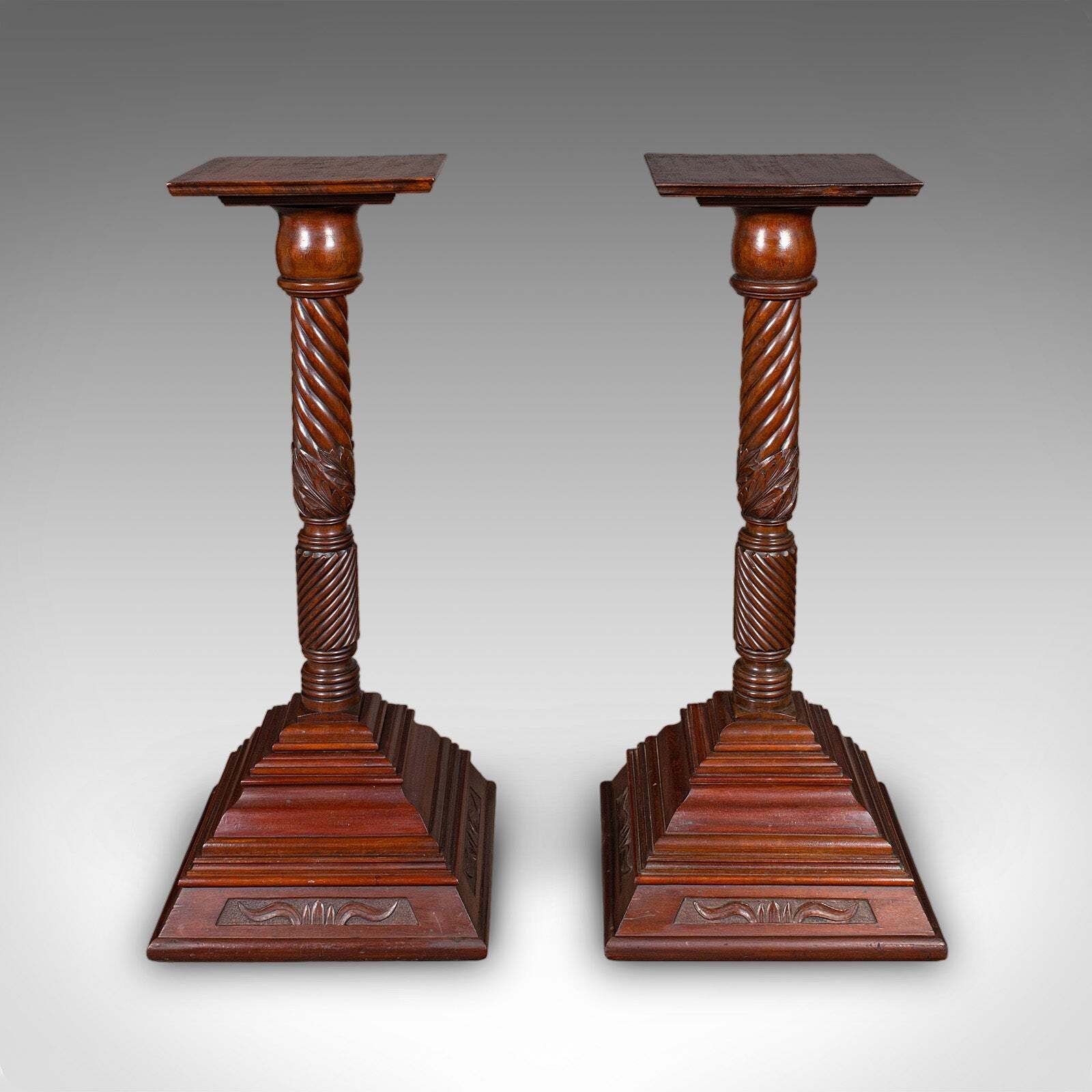 Pair Of Large Antique Torchiere, English, Country House, Bust Stands, Victorian photo furniture