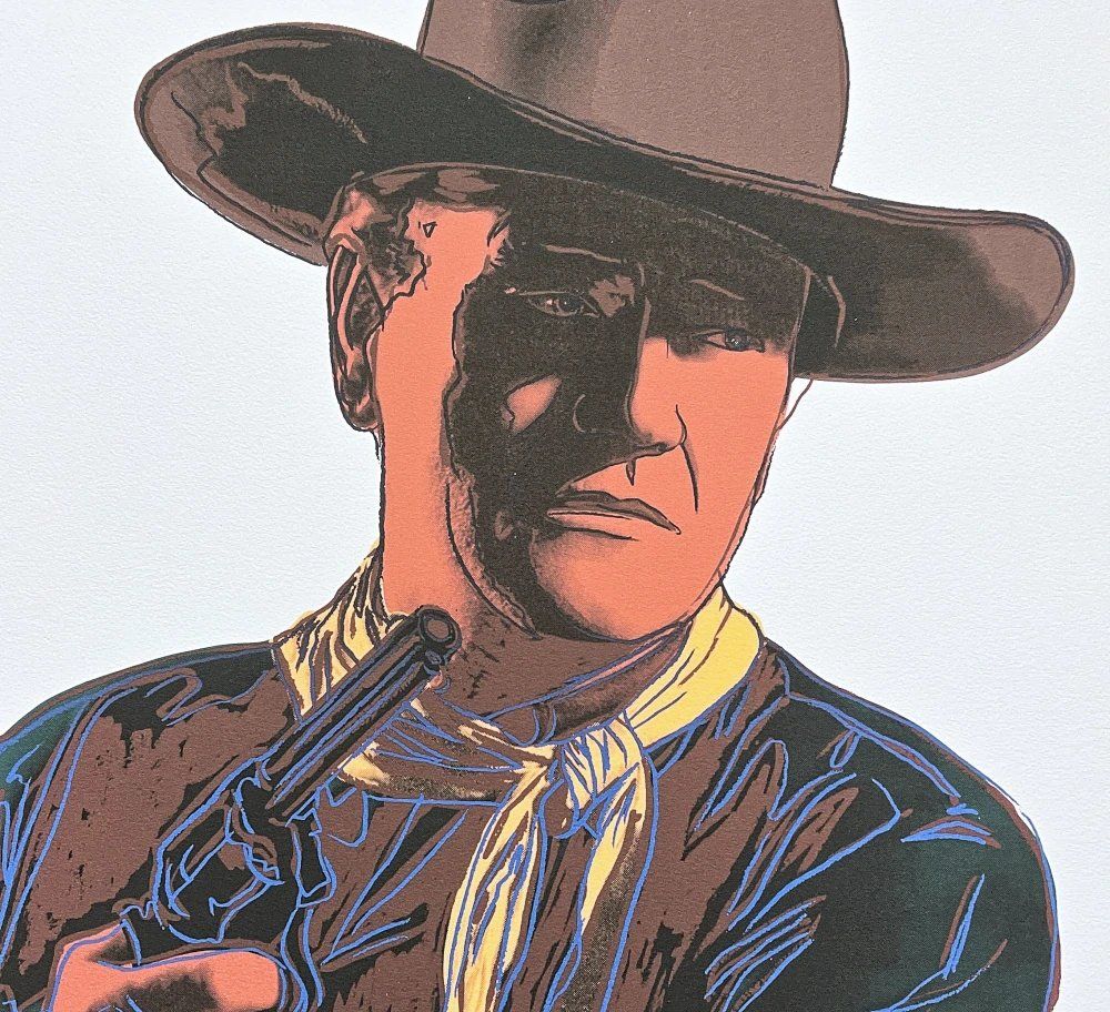 After Andy Warhol, John Wayne: Red Brown Cinematic Icon, Print photo furniture