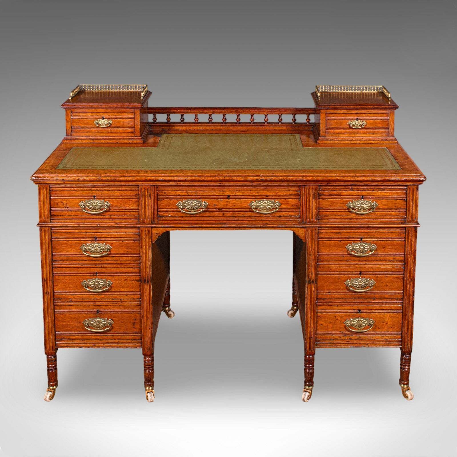 Antique Estate Manager's Kneehole Desk, Scottish, Oak, Country House, Victorian photo furniture