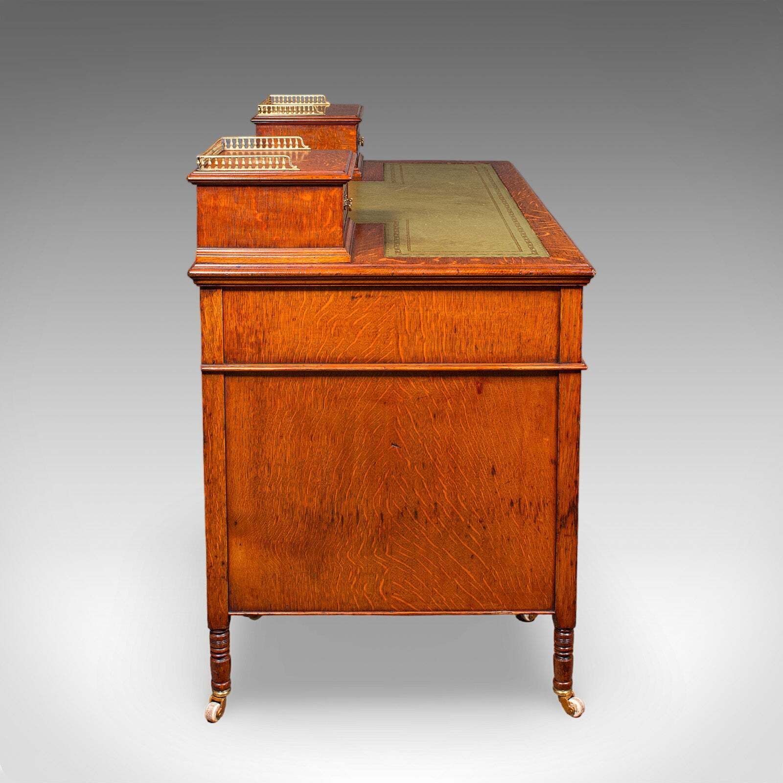 Antique Estate Manager's Kneehole Desk, Scottish, Oak, Country House, Victorian photo for sale