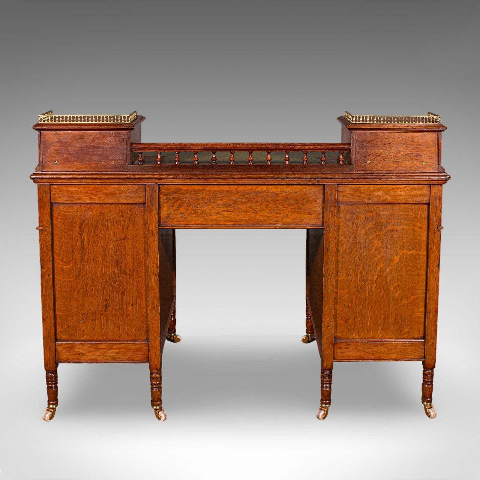 Antique Estate Manager's Kneehole Desk, Scottish, Oak, Country House, Victorian photo Furniture