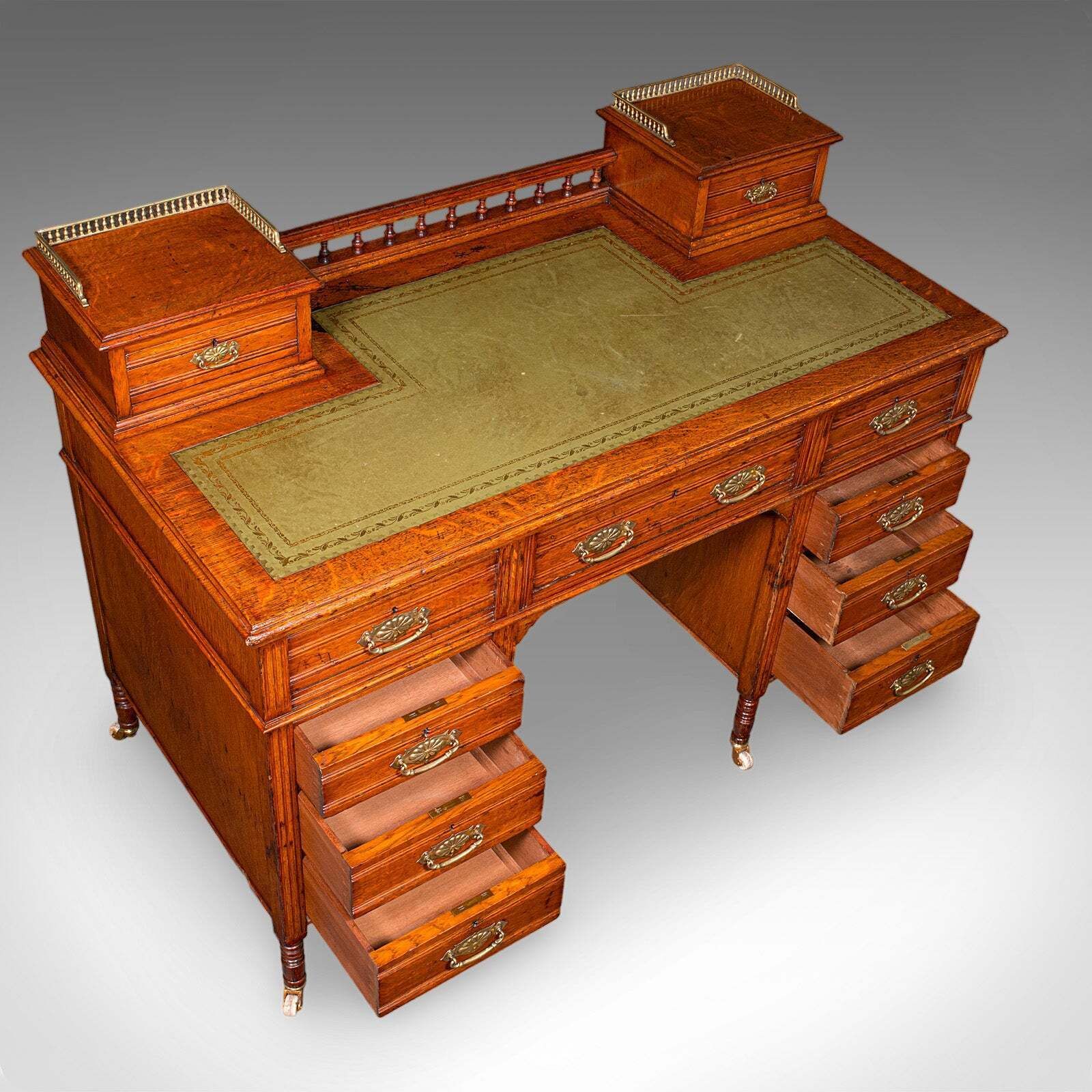 Antique Estate Manager's Kneehole Desk, Scottish, Oak, Country House, Victorian photo buy