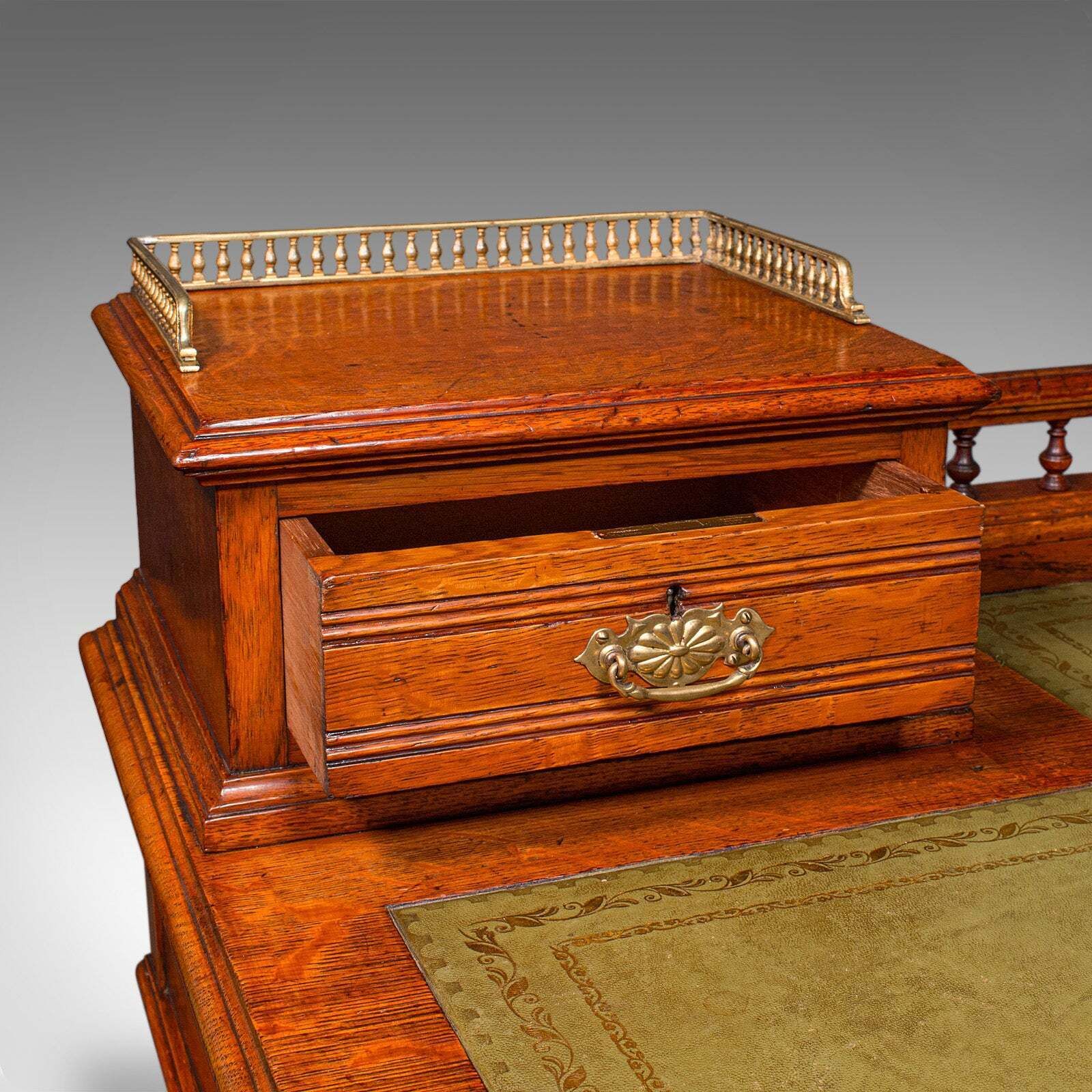 Antique Estate Manager's Kneehole Desk, Scottish, Oak, Country House, Victorian photo vintage