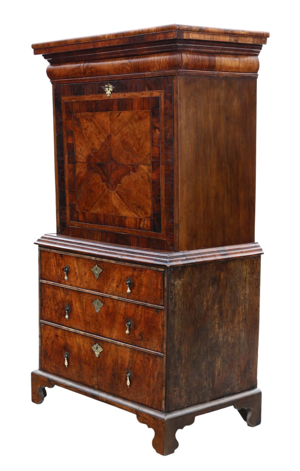 Antique Queen Anne Early 18th Century Inlaid Burr Walnut Escritoire Desk / Chest – Fine Quality photo furniture