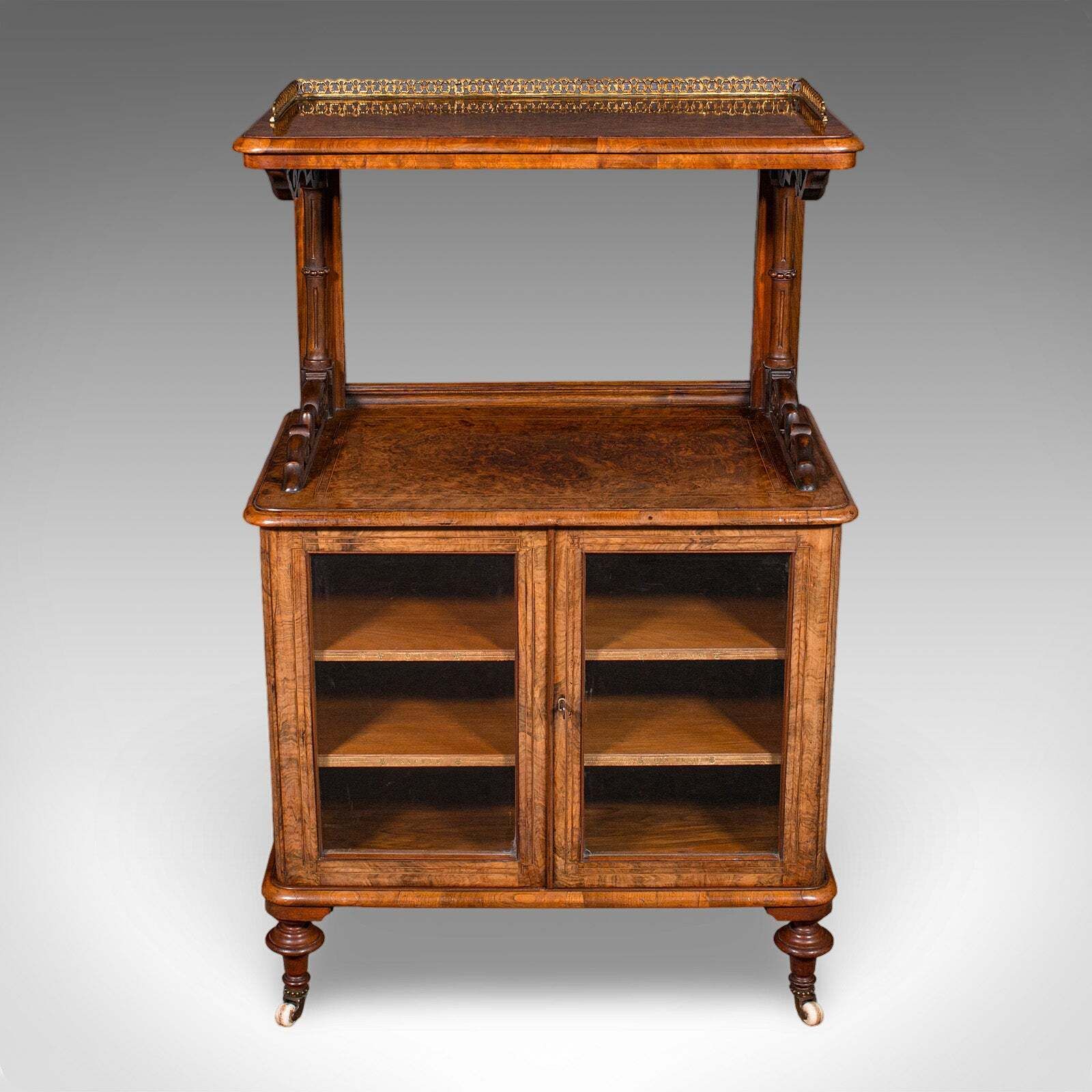 Antique Pianist's Lounge Server, English, Burr Walnut, Music Cabinet, Victorian photo furniture