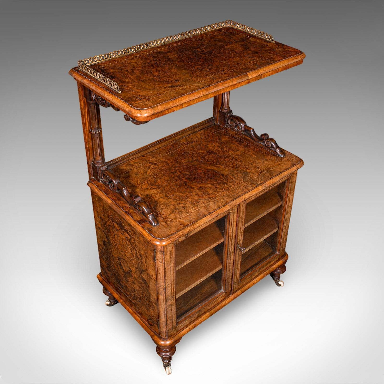 Antique Pianist's Lounge Server, English, Burr Walnut, Music Cabinet, Victorian photo buy