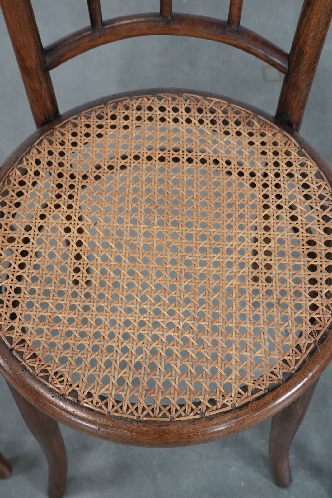 Nice Set Of 4 Wooden Vintage Bistro Chairs Jacob & Josef Kohn Wien With A Wicker Seat photo buy