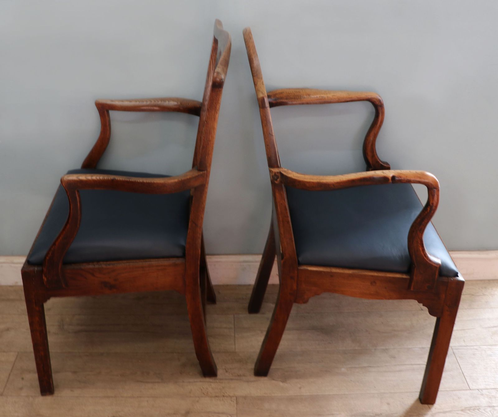 Two Lovely Early 19th Century Country Made Elm And Ash Framed Carver Chairs photo 345.0