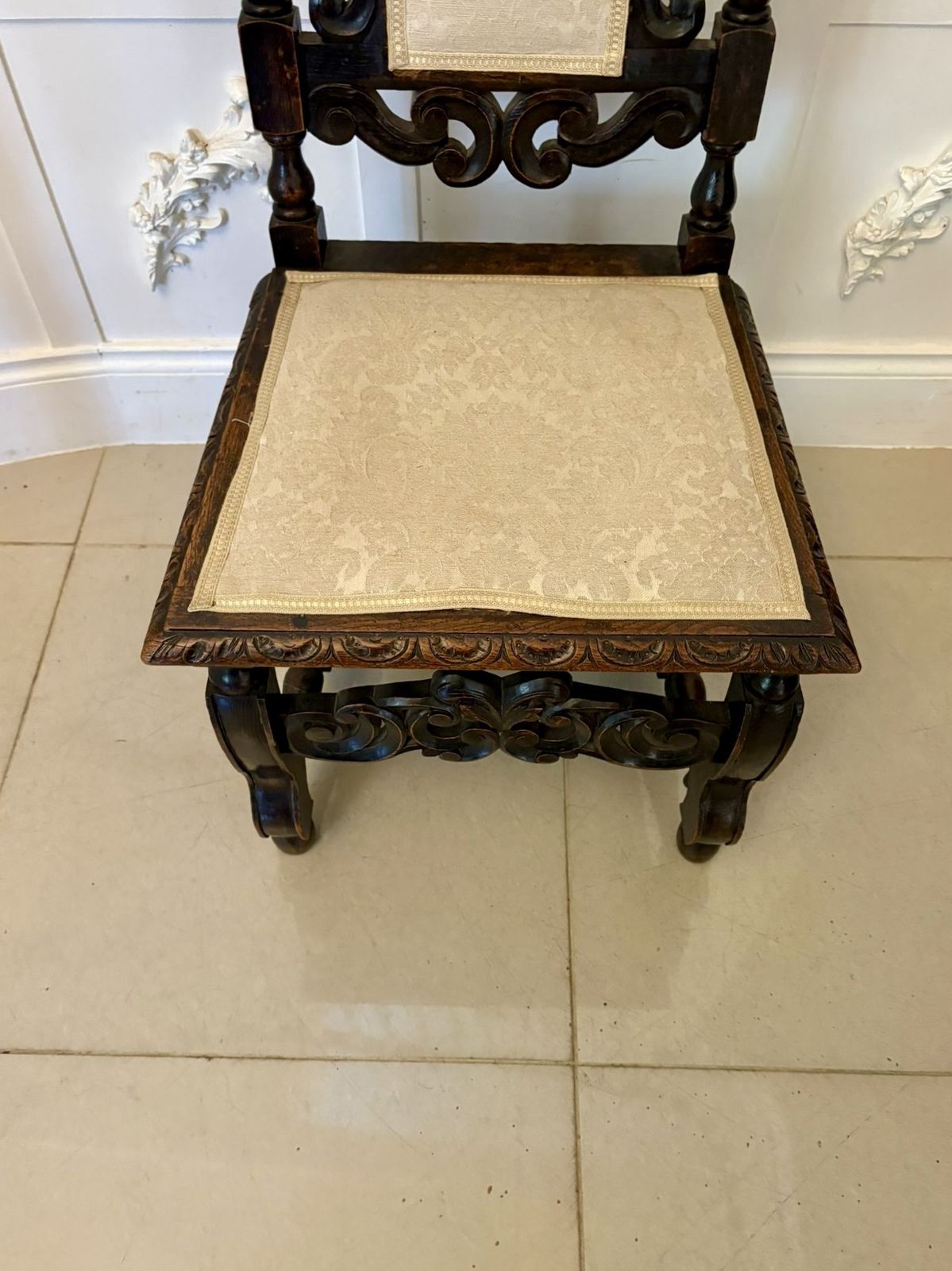 Antique 19th Century Quality Set Of 4 Carved Oak Dining Chairs photo for sale