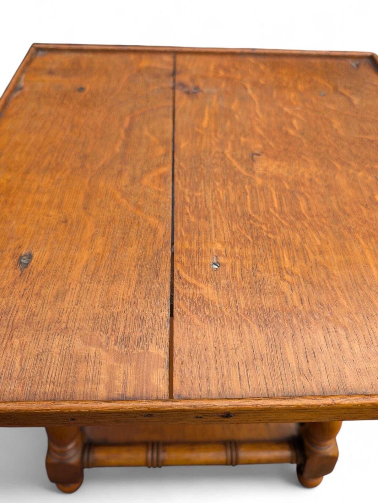 photo for sale Rustic Oak Side Table: Arts & Crafts Plant Stand With Faux Bamboo, 1930s