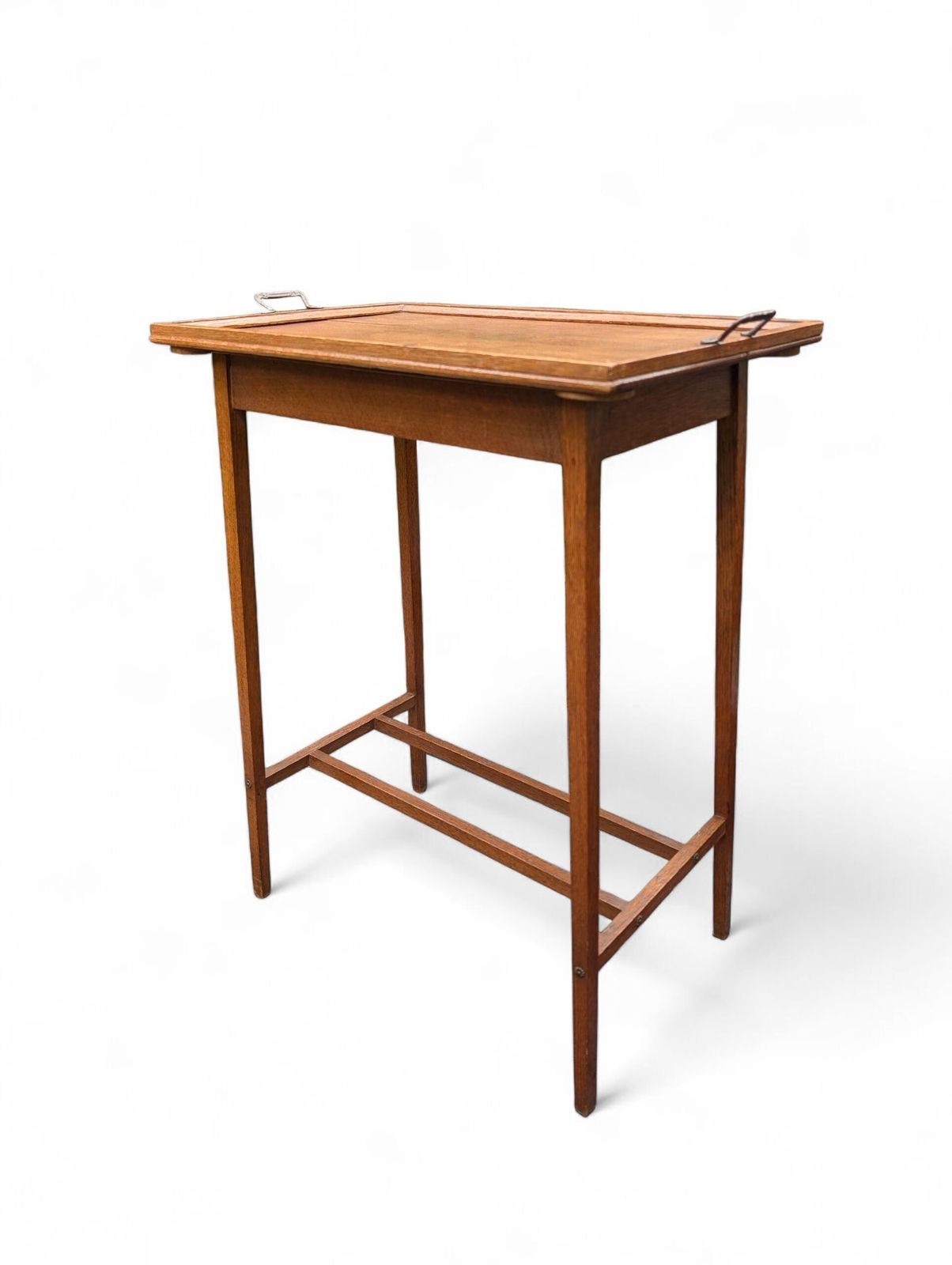 Antique Arts And Crafts Mission Oak Side Table With Removable Tray   Circa 1910 photo furniture