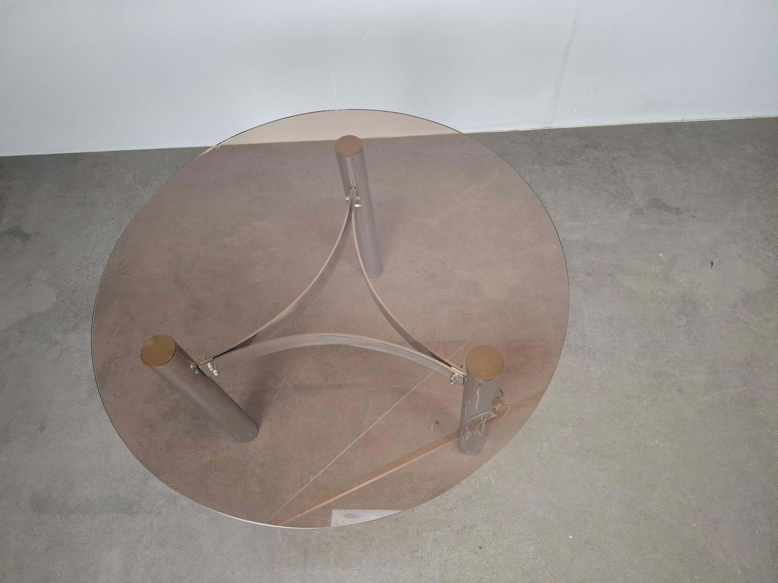 Midcentury Czechoslovak Smoked Glass Coffee Table, Chrome Metal, 1970s photo vintage