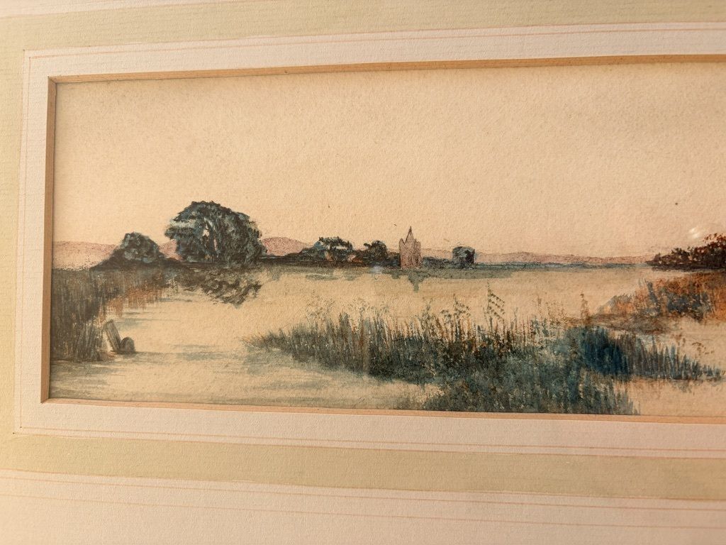 Antique Watercolour Paintings | Original Art | Fenland Landscapes By G. Price   1906   Sold As A Pair photo for sale