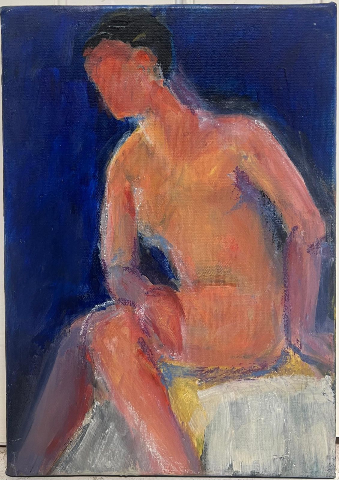 Jacqueline Boisselot20th Century French Modernist Oil Painting Nude Woman Seated photo furniture