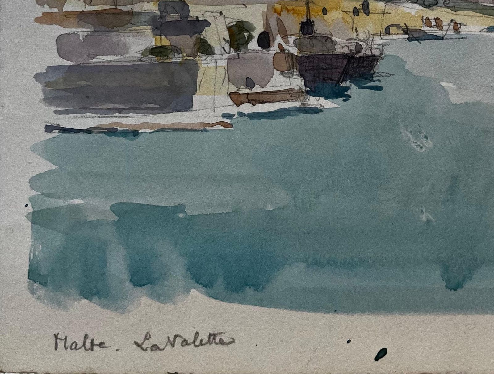 Pierre Neveumalta Valletta Harbour Coastal Cityscape Watercolor Gouache Pierre Neveu photo vinterior