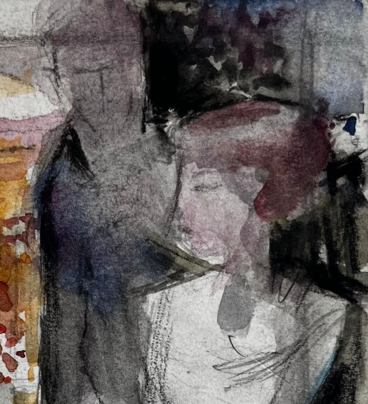 Pierre Neveuabstract Figurative Interior Still Life With Bottle Flowers And Seated Figure photo furniture
