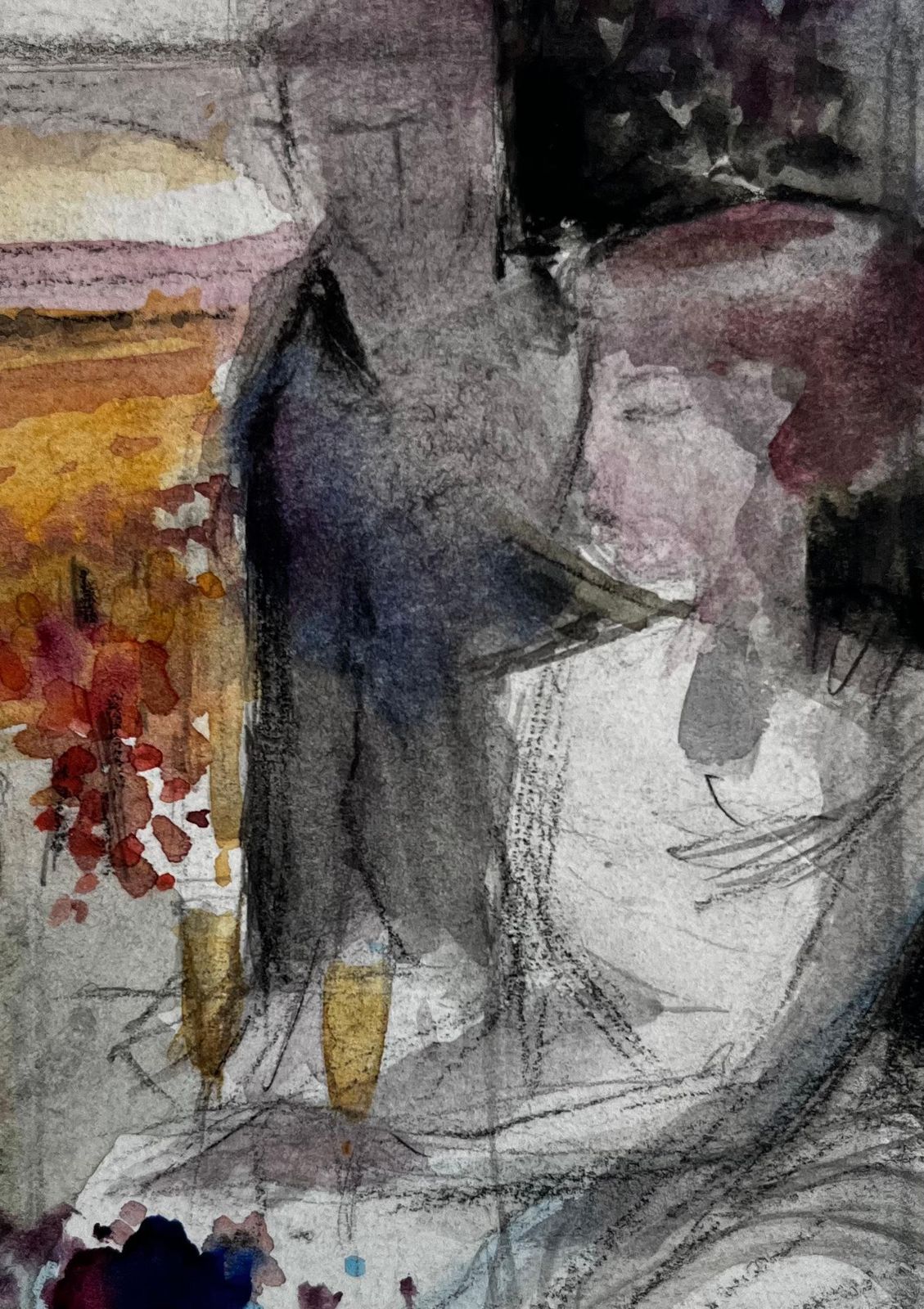 Pierre Neveuabstract Figurative Interior Still Life With Bottle Flowers And Seated Figure photo buy