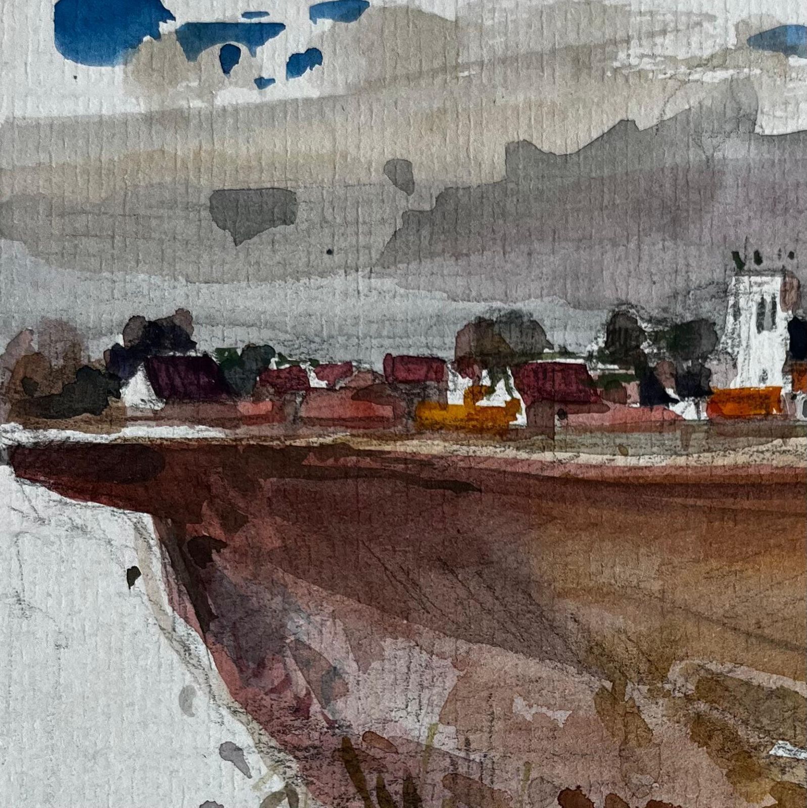 Pierre Neveuattainville French Coastal Village Cliff Landscape With Church Watercolor photo Art