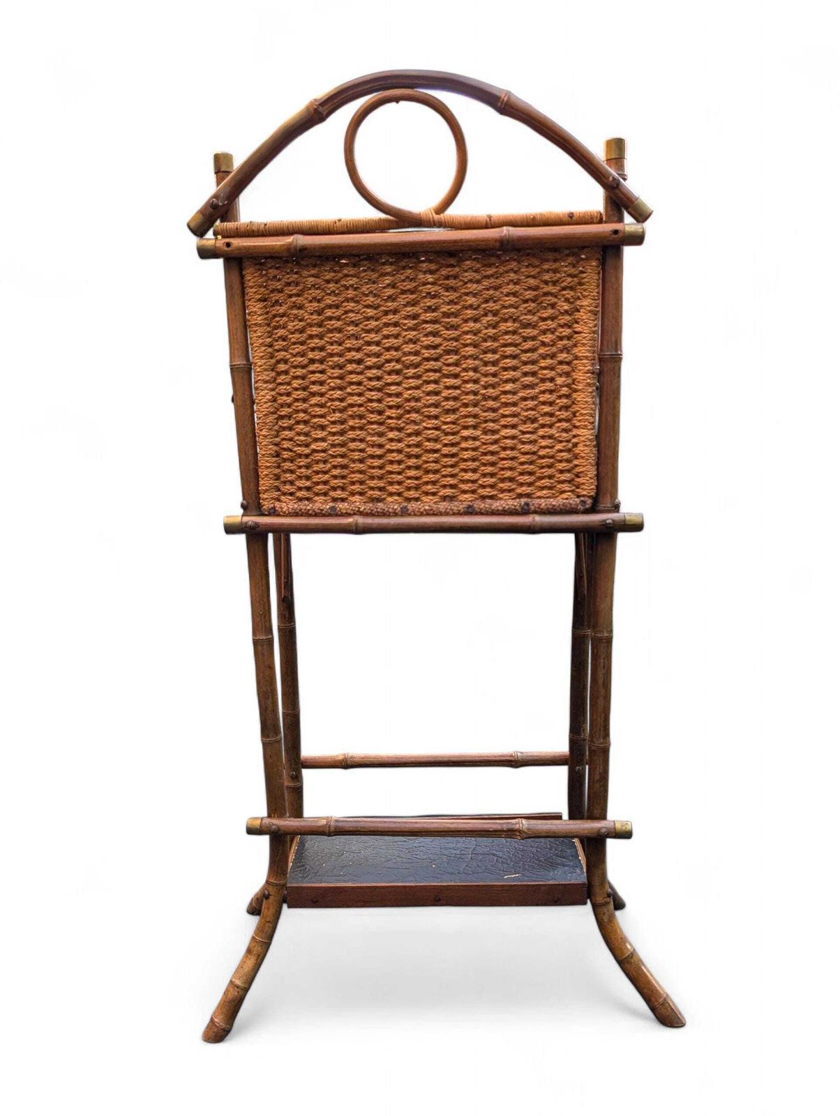 photo furniture Victorian Bamboo Magazine Stand – Anglo Japanese Aesthetic Movement Wicker Rack, C.1880