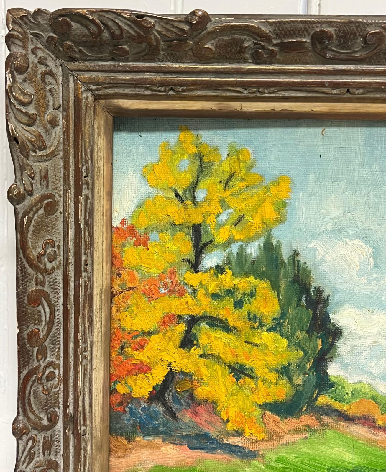 Pierre Piot (1921 1998)fine Mid 20th Century French Post Impressionist Oil Autumn Tall Trees Golden photo Art