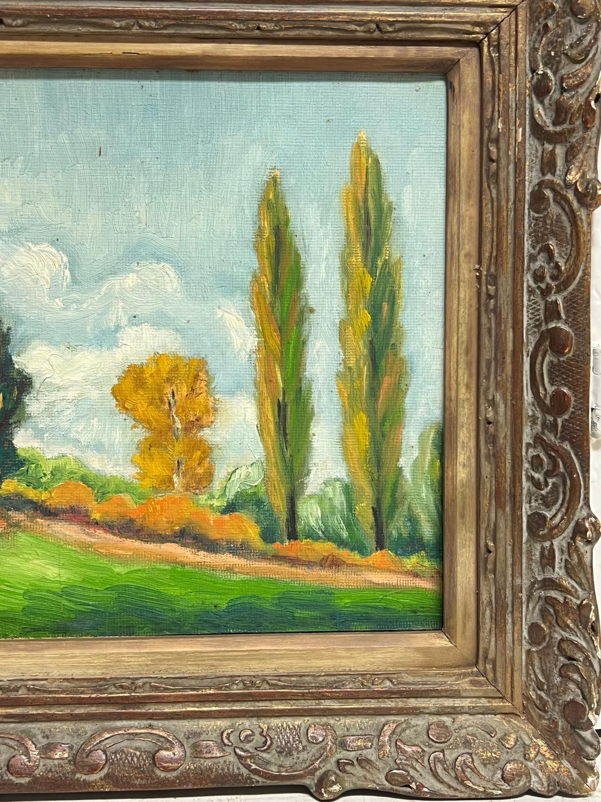 Pierre Piot (1921 1998)fine Mid 20th Century French Post Impressionist Oil Autumn Tall Trees Golden photo vinterior
