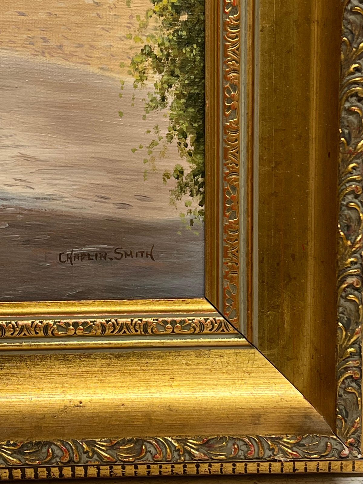 Frederick Chaplin Smithlarge British Coastal Sandy Beach Signed Oil Painting Listed Artist1953 photo vintage