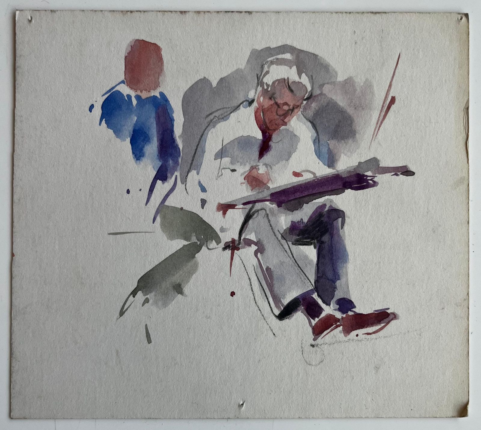 Pierre Neveuartist Sketching Seated Figure Study French Modernist Watercolor photo furniture