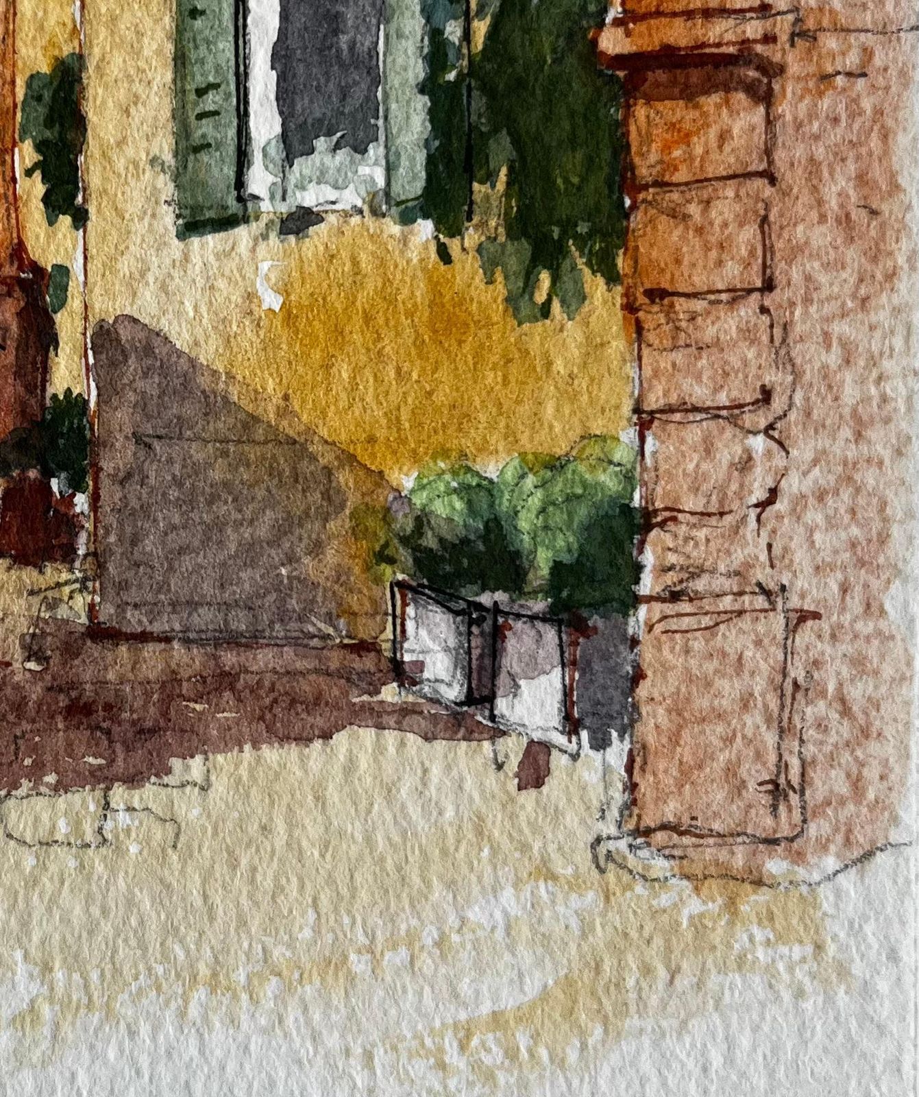 Pierre Neveumediterranean Village Archway Sunlit Street Castellar Watercolor photo 377.0