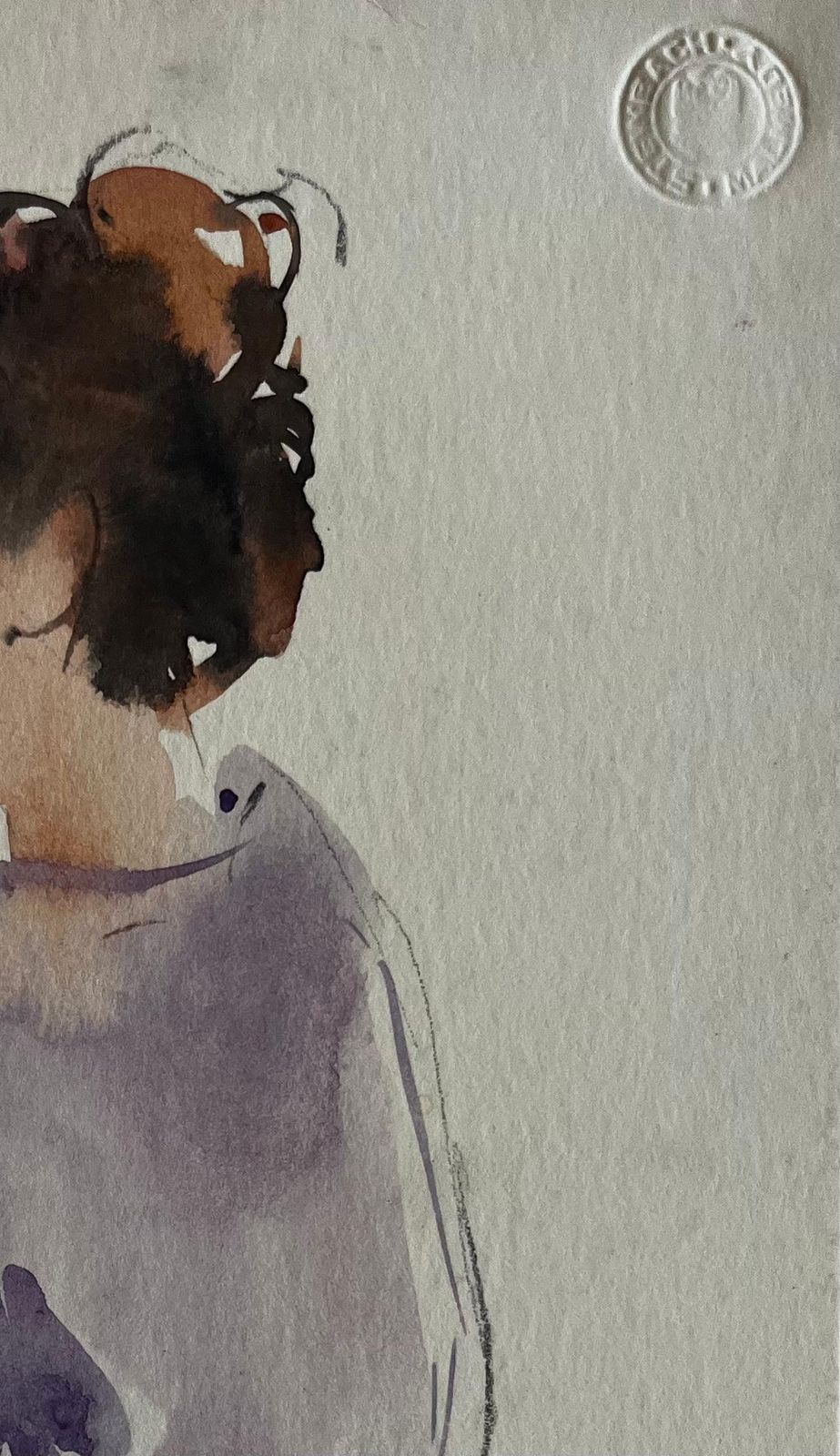 Pierre Neveuseated Woman Holding Paintbrush Female Artist Study French Figurative Watercolor photo vinterior