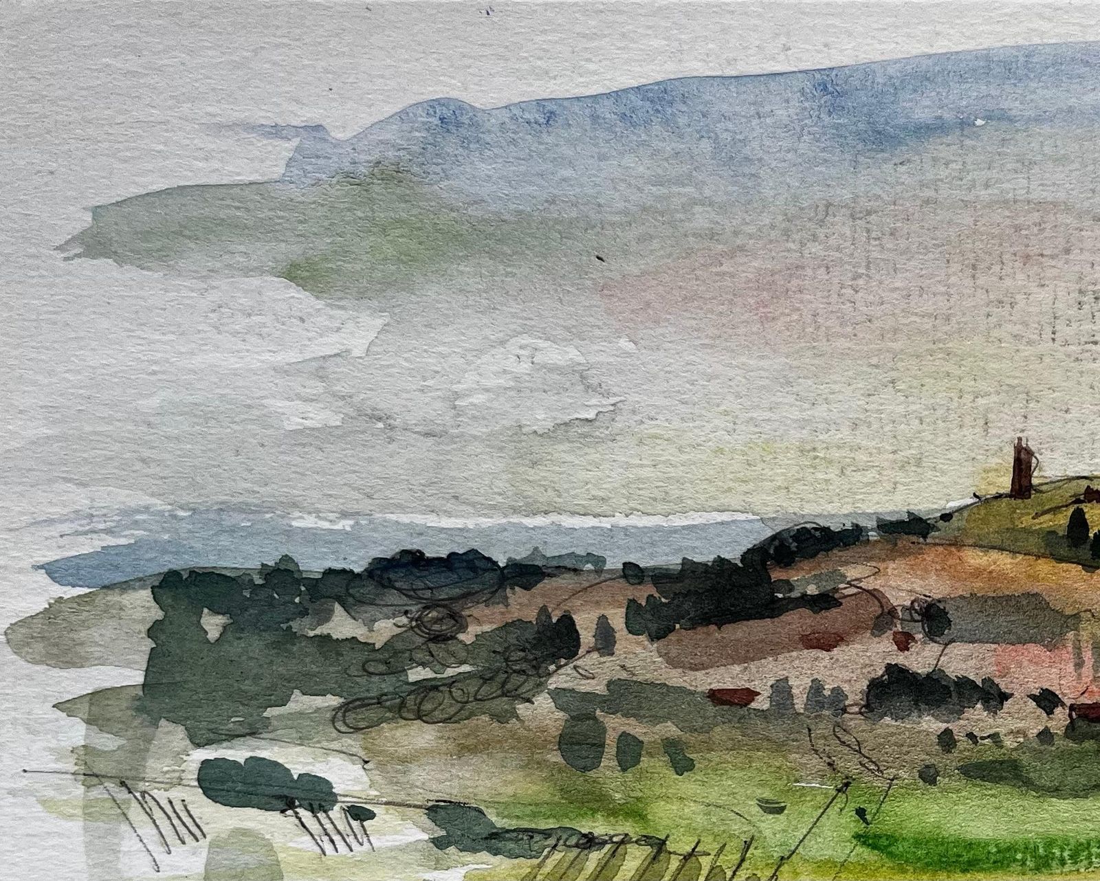 Pierre Neveurolling Provence Hills With Distant Tower And Verdant Fields French Landscape photo for sale