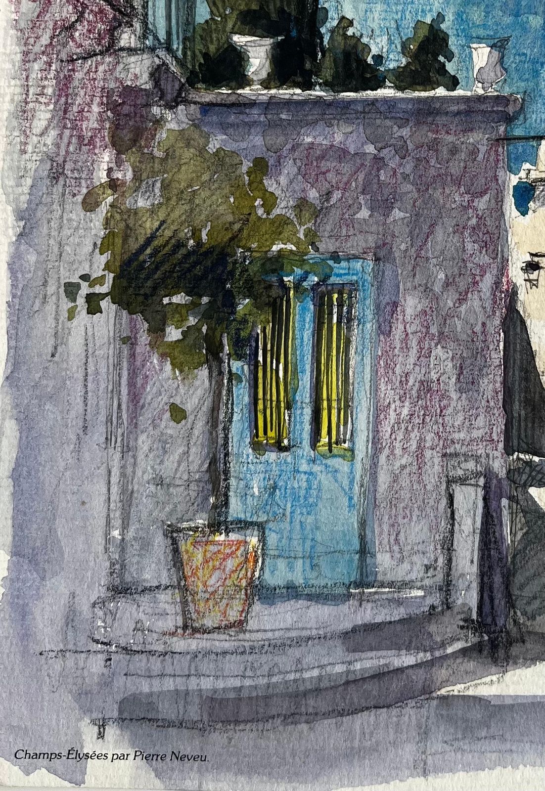 Pierre Neveusunlit Mediterranean Alley With Blue Door And Shadowed Walls French Village photo 483.0