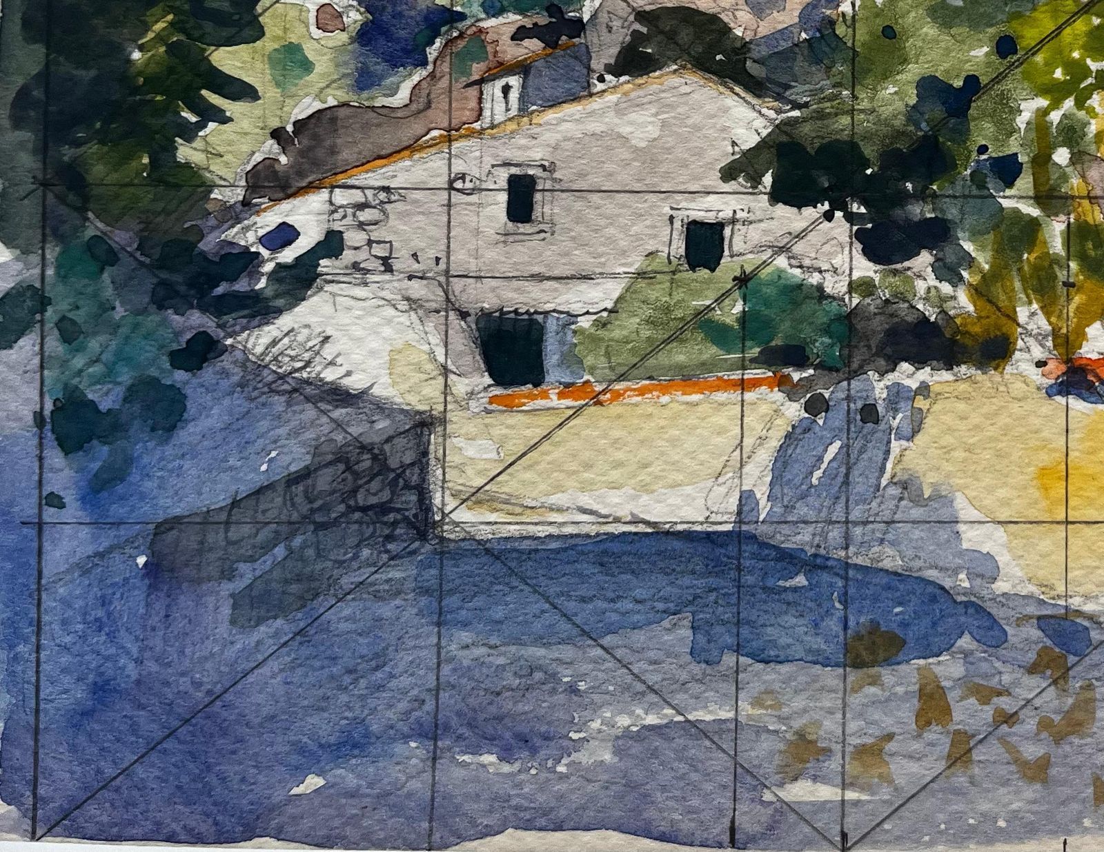 Pierre Neveurevestel Provence Mountain Landscape With Stone Houses French Watercolor photo vinterior