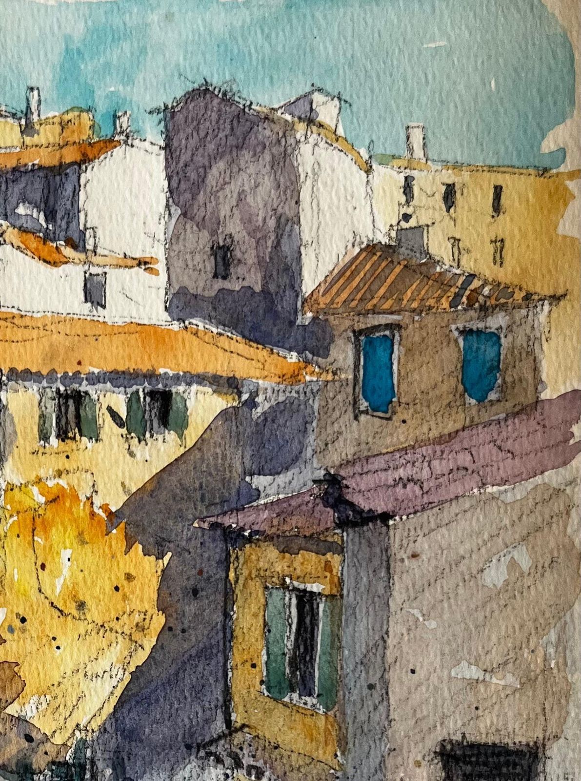 Pierre Neveusunlit Gordes French Hilltop Village Rooftops And Stone Steps Watercolor photo Art