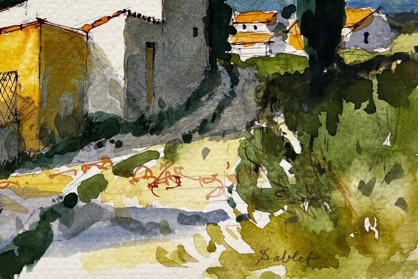 Pierre Neveusablet Provence Village Sunlit Houses Cypress Tree And Summer Landscape photo Art
