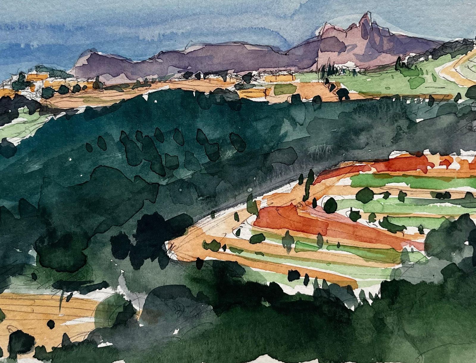 Pierre Neveules Dentelles Provençal Landscape Rolling Hills Vineyards And Mountains photo buy