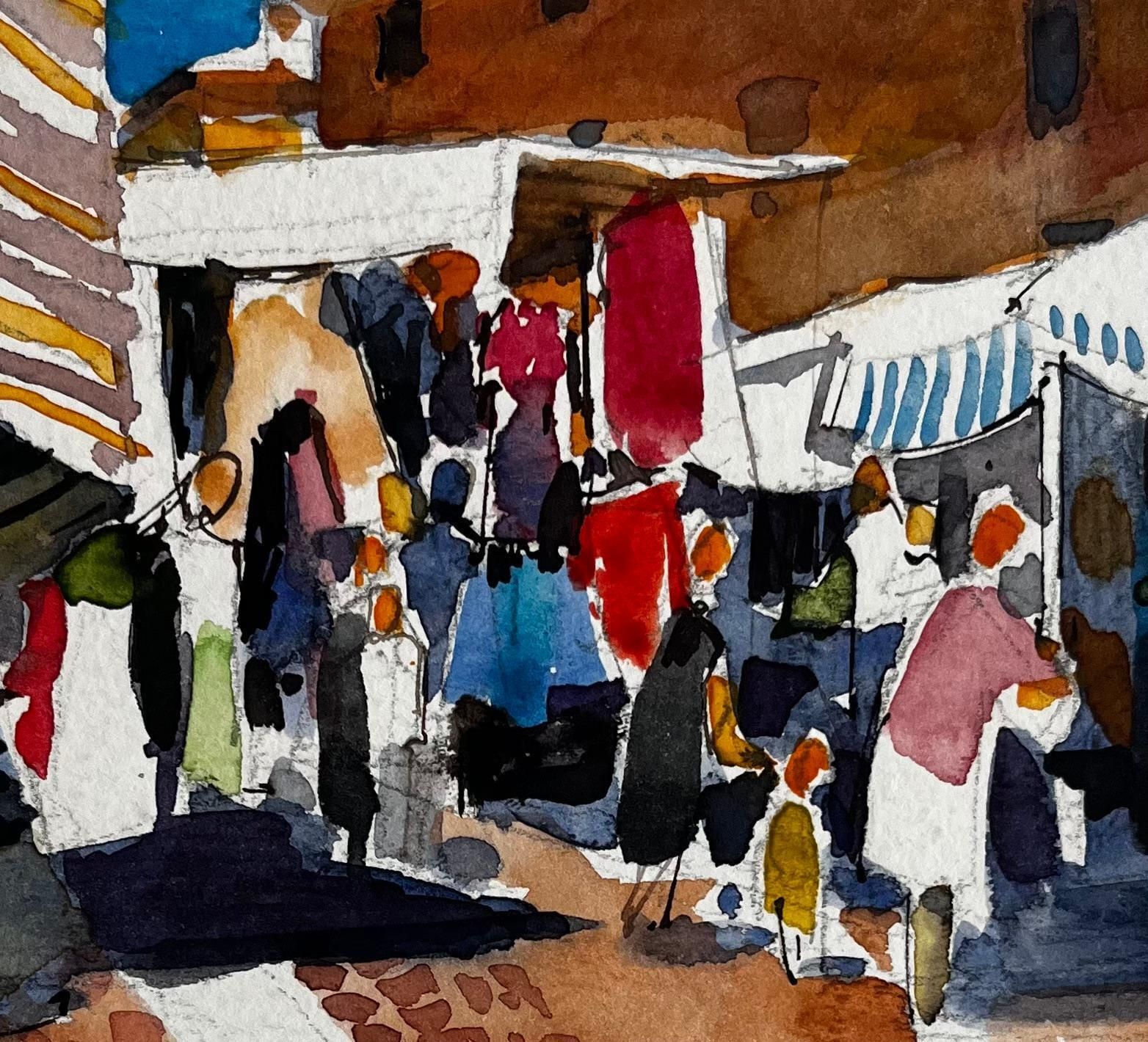 Pierre Neveufrench Street Market Scene Colourful Figures Stalls And Sunlit Architecture photo buy