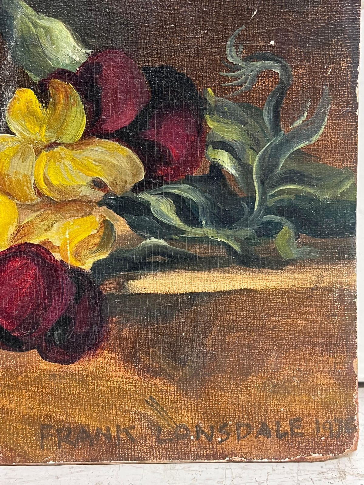 Art Frank Lonsdalefine Classical Still Life Of Ornate Flowers On Marble Plinth Signed English Oil1936 photo