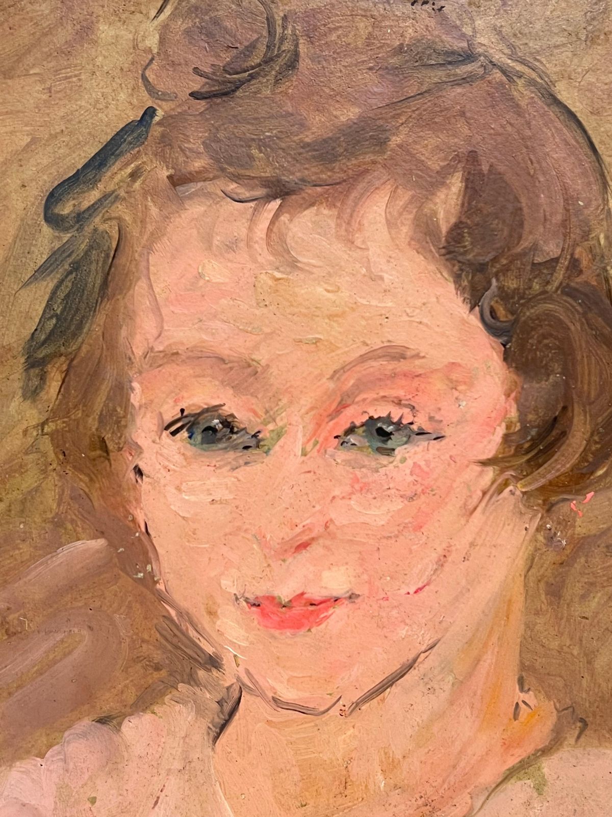 Suzanne Dinkes1930's French Oil Painting Double Sided Portrait Painting Of Woman1930's photo for sale