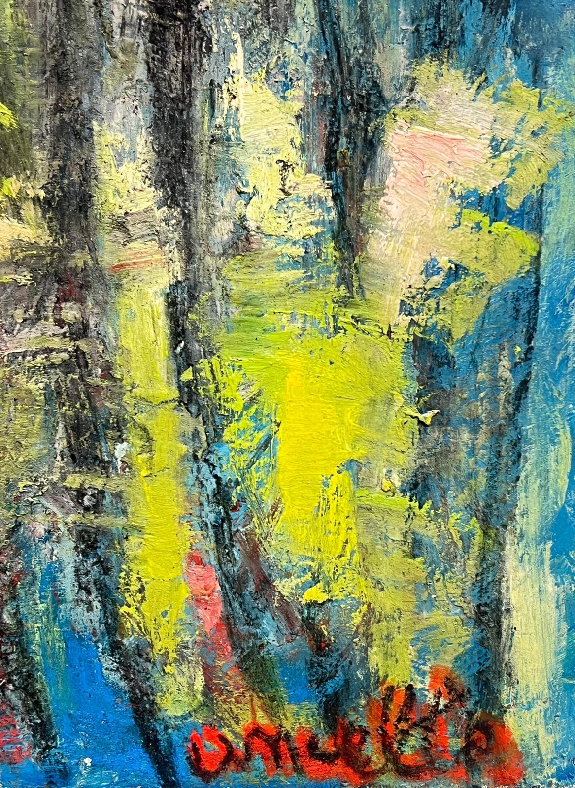 French School Large French Modernist Abstract Figurative Signed Oil Painting 19911991 photo vinterior