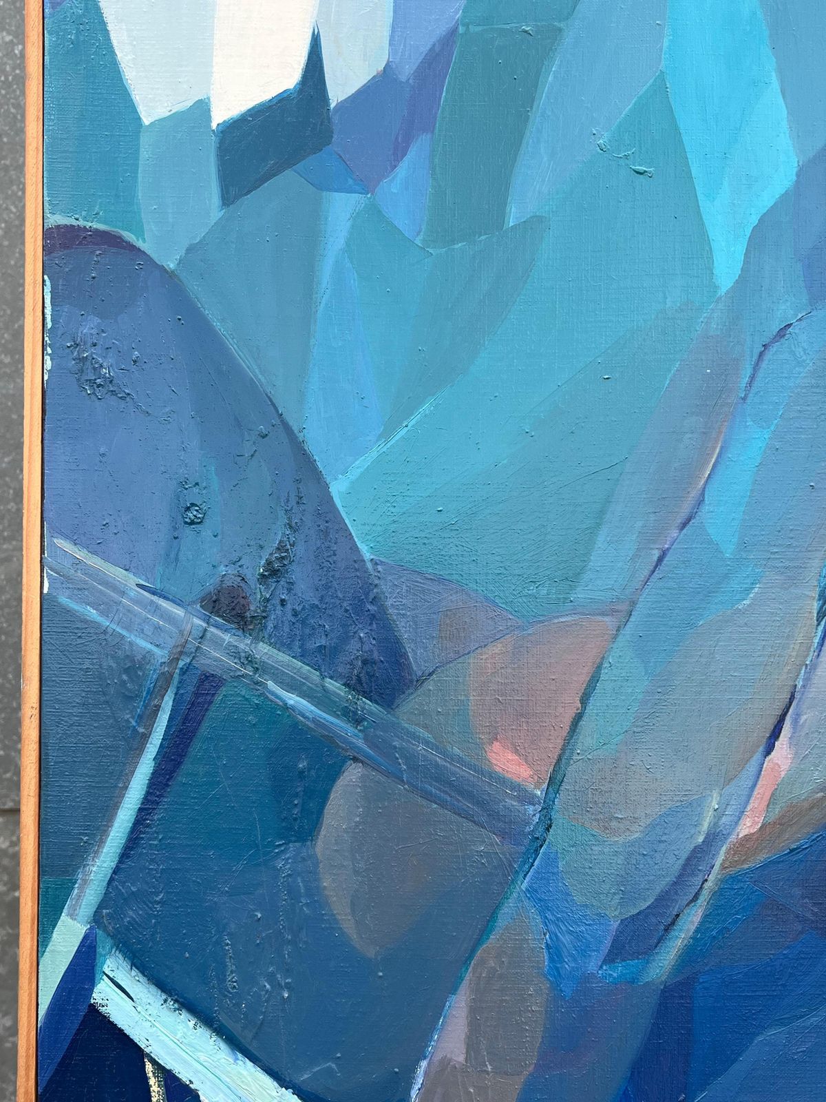 Jacqueline Verdet (1931 2023)huge French Contemporary Modernist Abstract Oil Painting Blue Girl In Deckchair photo vinterior